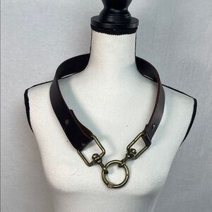 Brown Leather Belt with Brass Hardware Isaiah Kincaid 30 size small